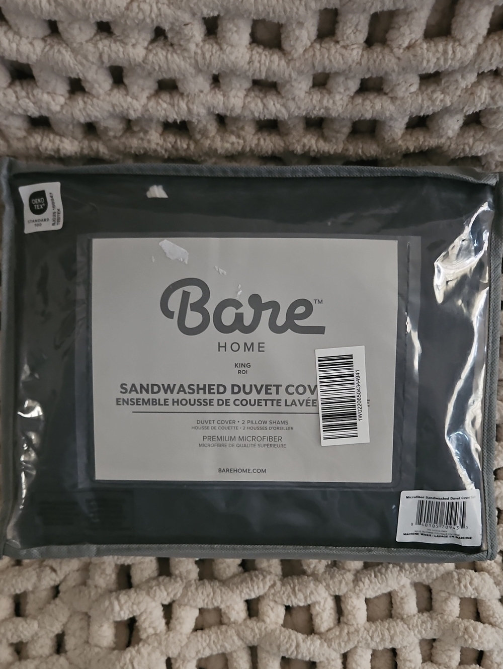 Bare Home Sandwashed Duvet Cover Black King Size Premium Microfiber